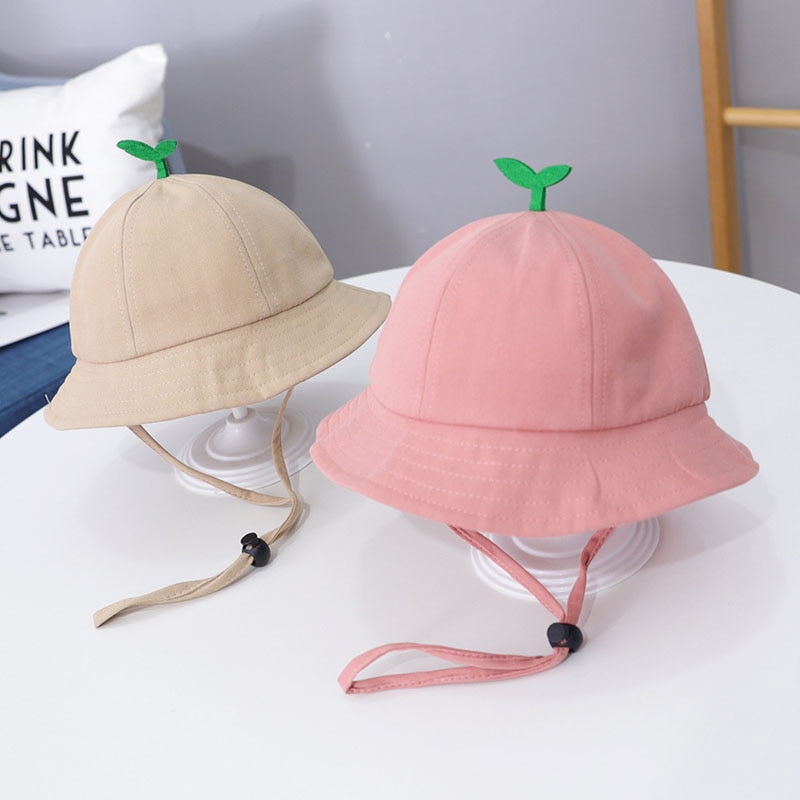 Cute Little Grass Baby Hat Summer Breathable Cotton Boys Girls Bucket Hat Solid Color Infant Toddler Sun Beach Cap